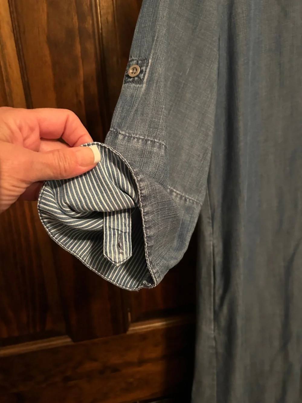 Chico's Denim-Style Midi Shirt Dress in Blue - Picture 4 of 8